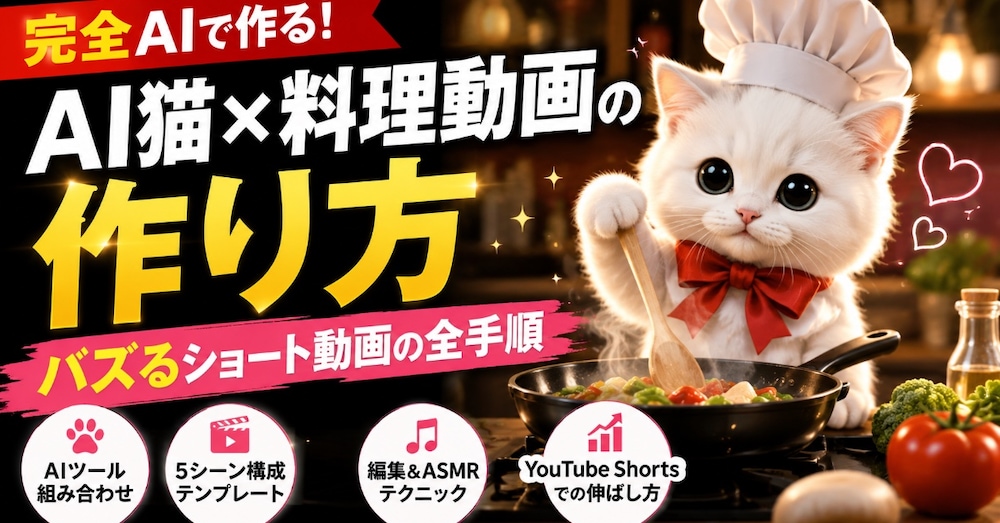 【AI動画】2026年も伸びてる「AI猫×料理」動画の作り方