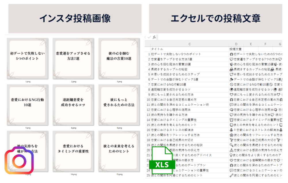 【説明画像付】「インスタ投稿（画像＆文章）を大量に一括作成する方法」 