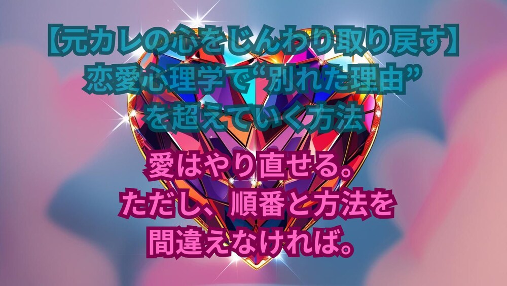 愛はやり直せる。
ただし、順番と方法を間違えなければ。