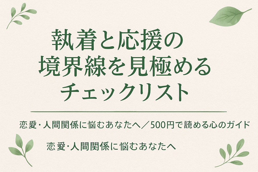 【恋愛・人間関係に悩むあなたへ】
執着と応援の境界線を見極めるチェックリスト