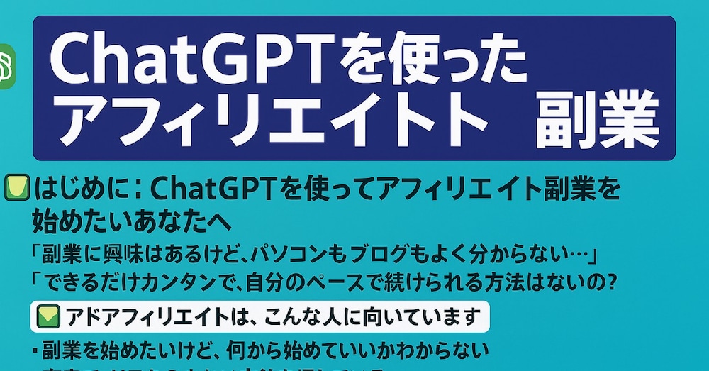 【ChatGPTを使ったアフィリエイト副業】