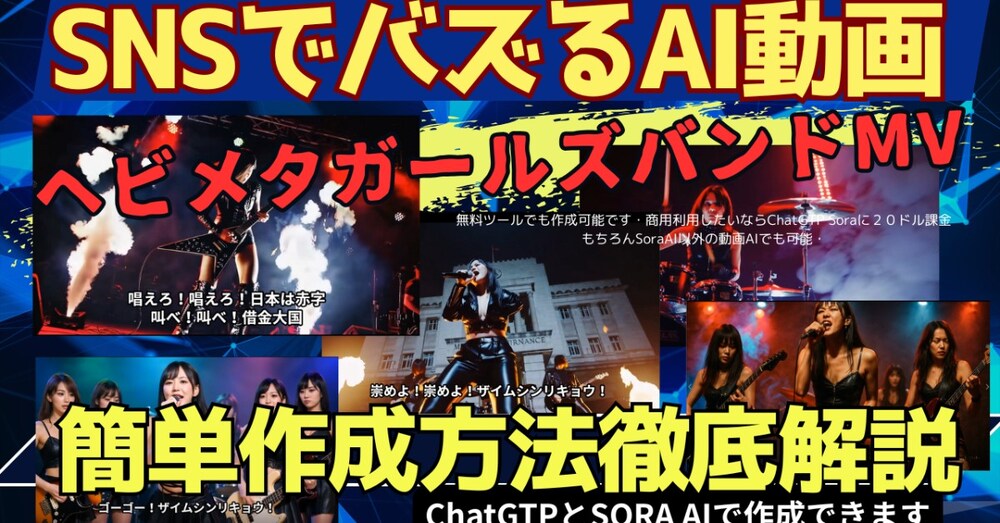 AI動画「ヘビメタ・ガールズバンド(政治系)MV」作成方法・喝べ、作れ、怒れるガールズバンドMV革命