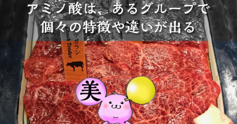 アミノ酸の種類は、あるグループによって個々の特徴や違いが出る