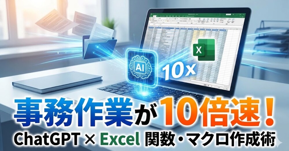 事務作業が10倍速になる！ChatGPT Excel関数・マクロ作成術【コピペで完了】