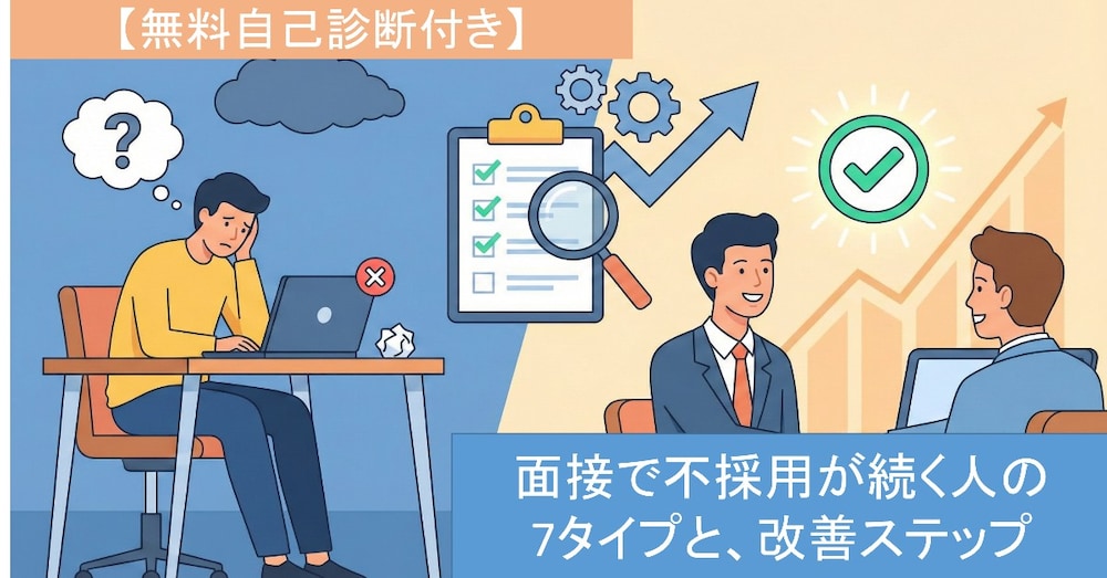 【無料で自己診断】面接で不採用が続く人の7タイプと、改善ステップ