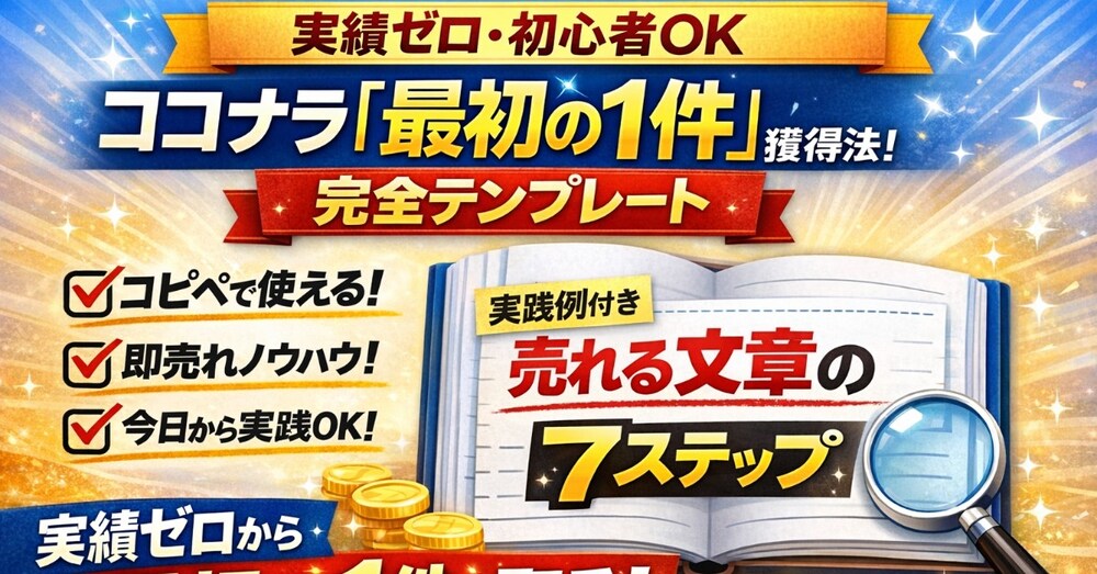 【即実践】ココナラで「最初の1件」を確実に取るための文章テンプレート完全版｜実績ゼロ・初心者OK