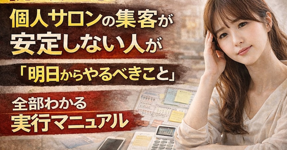 【有料・完全実践編】個人サロン集客が安定しない人が「明日からやるべきこと」が全部わかる実行マニュアル