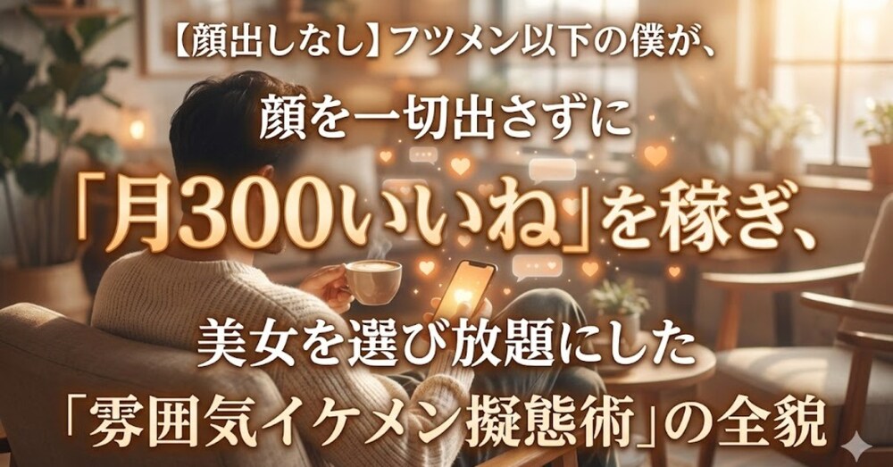顔出しなしフツメン以下が月300いいね&美女選び放題の雰囲気イケメン擬態術全貌