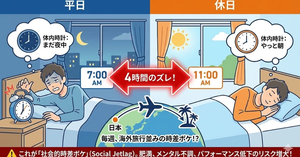 😴睡眠不足より危険なのは「起床時間のズレ」
