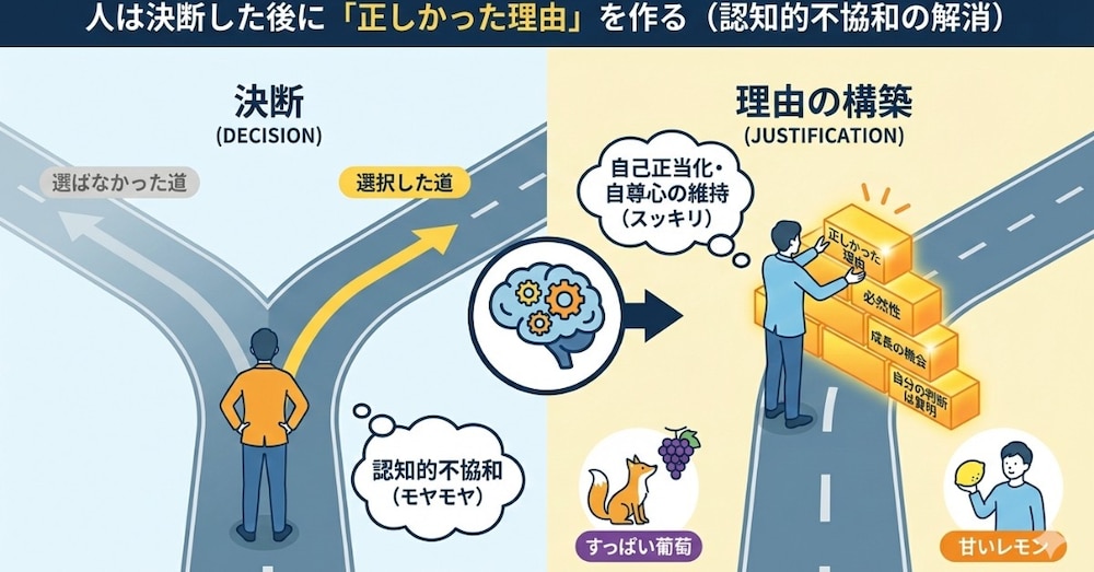 🧠人は決断した後に「正しかった理由」を作る