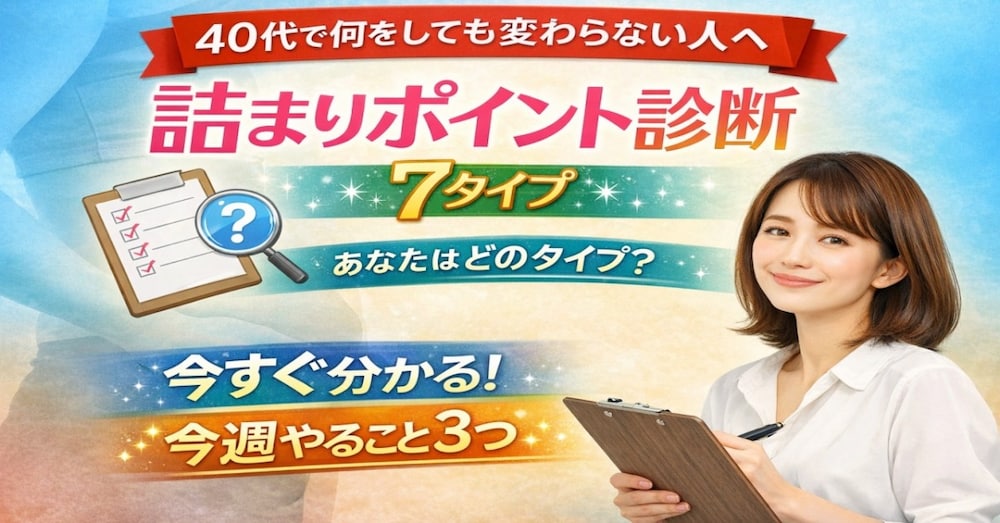 40代ダイエット迷子が今すぐ自分の“詰まりポイント”を明確にする自己診断＆改善プラン（7タイプ）