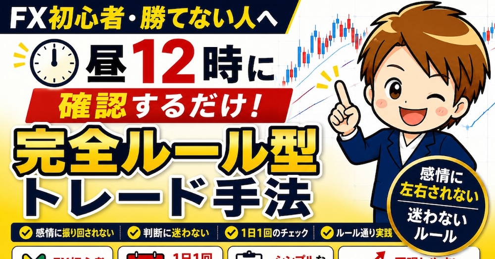 【FX初心者・勝てない人へ】昼12時に確認するだけ！完全ルール型トレード手法