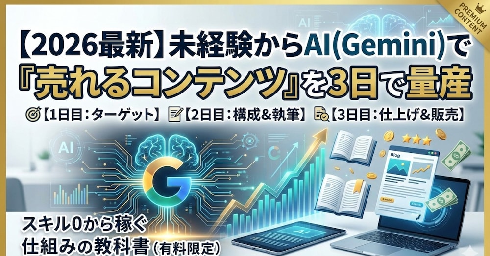 【2026年最新】未経験からAIを使って『売れるコンテンツ』を3日で量産する仕組みの作り方