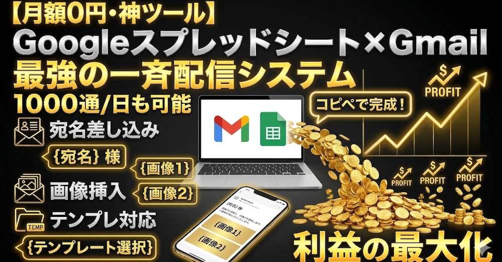 【月額0円】画像＆宛名差し込み対応！スプレッドシート×Gmailの高機能・一斉メール配信ツール