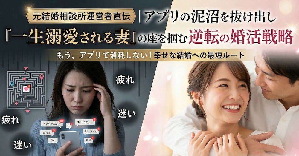 「元結婚相談所運営者直伝｜アプリの泥沼を抜け出し『一生溺愛される妻』の座を掴む逆転の婚活戦略」