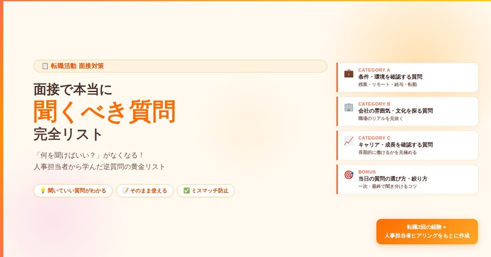 転職で失敗したくない人必見！面接で本当に聞くべき質問リスト