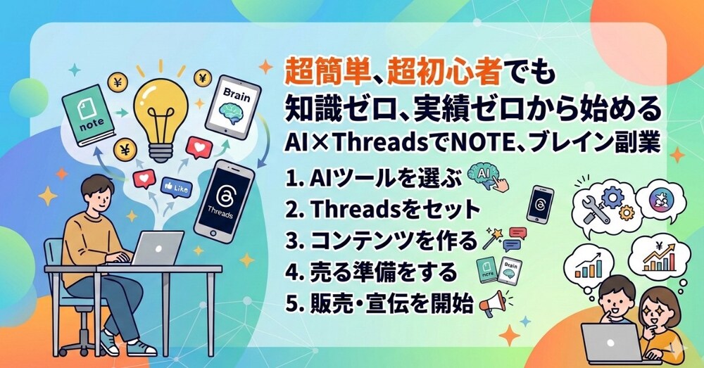 超初心者向け知識ゼロ実績ゼロから始めるAI×Threads副業自分だけの売れるコンテンツを自動生成