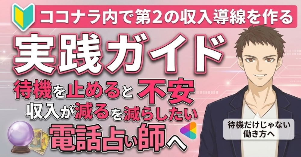 待機を止めると収入が落ちる不安を抱える電話占い師の方へ｜ココナラで第2の収入導線を作る実践ガイド