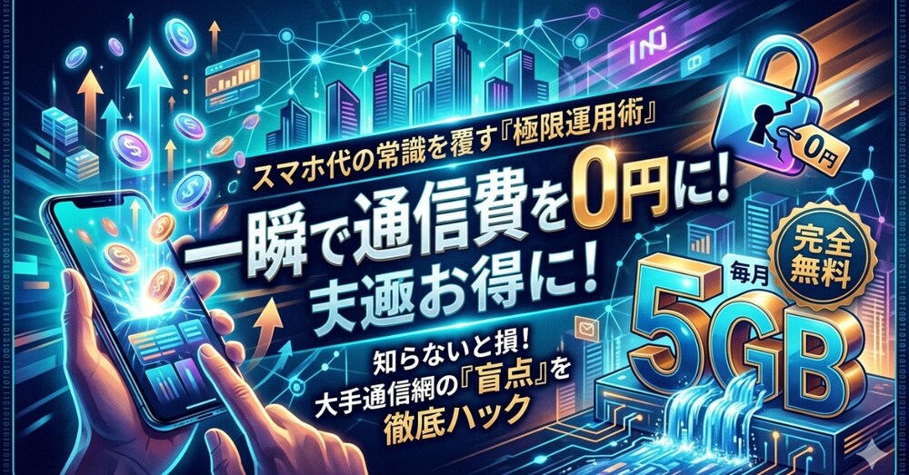 スマホ代0円の衝撃！毎月5.0GBをタダで使い倒す「通信費節約術」完全攻略ガイド