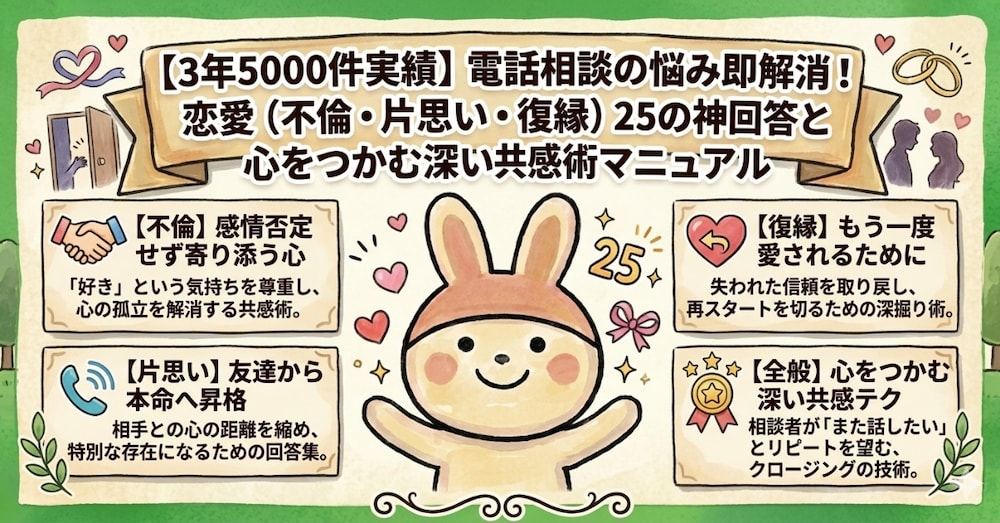 【3年5000件実績】電話相談の悩み即解消！不倫・復縁・片思いを救う25の神回答＆深い共感術