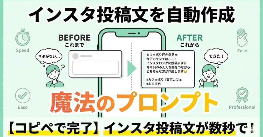 【コピペで完成】AIがインスタの投稿文をプロ級に仕上げる魔法のプロンプト