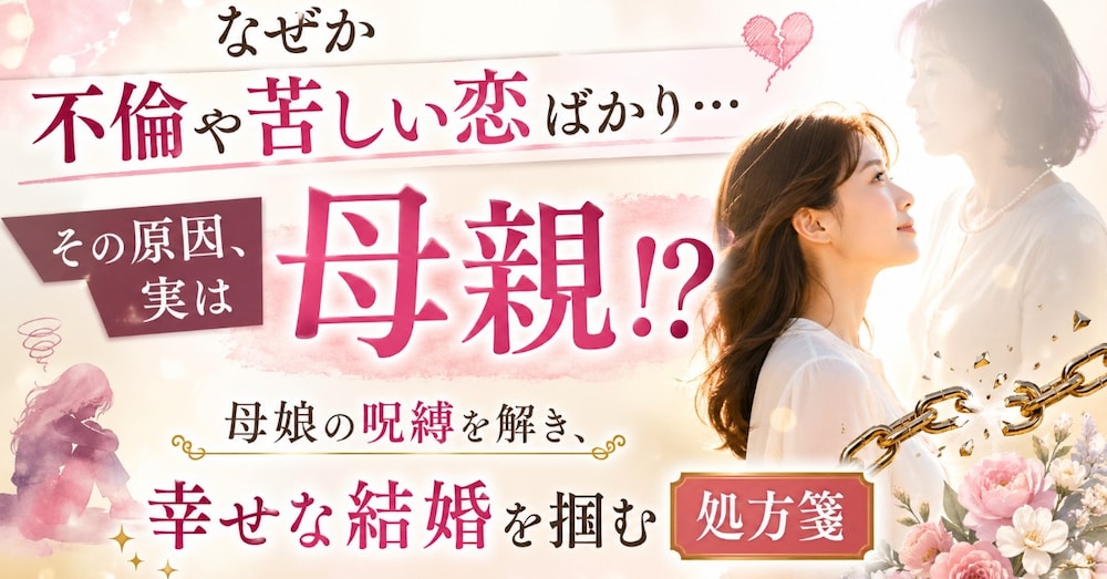 なぜか不倫や苦しい恋ばかり…その原因、実は母親！？母娘の呪縛を解き、幸せな結婚を掴む処方箋