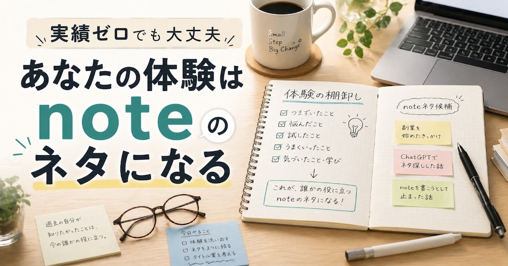 何を書けばいいかわからない副業初心者へ自分の経験を有料noteに変える5ステップ