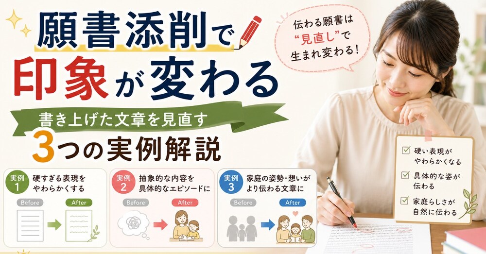願書添削で印象が変わる｜書き上げた文章を見直す3つの実例解説

