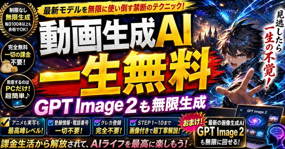 最新モデルの動画生成AIを一生無料で使える裏技！【完全保存版】