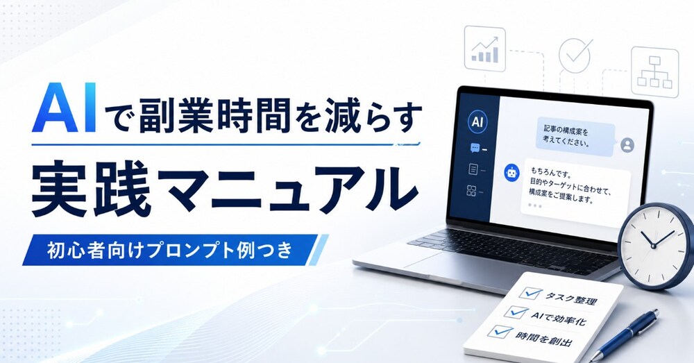 AIを使って副業の作業時間を減らす実践マニュアル
初心者向けプロンプト例つき