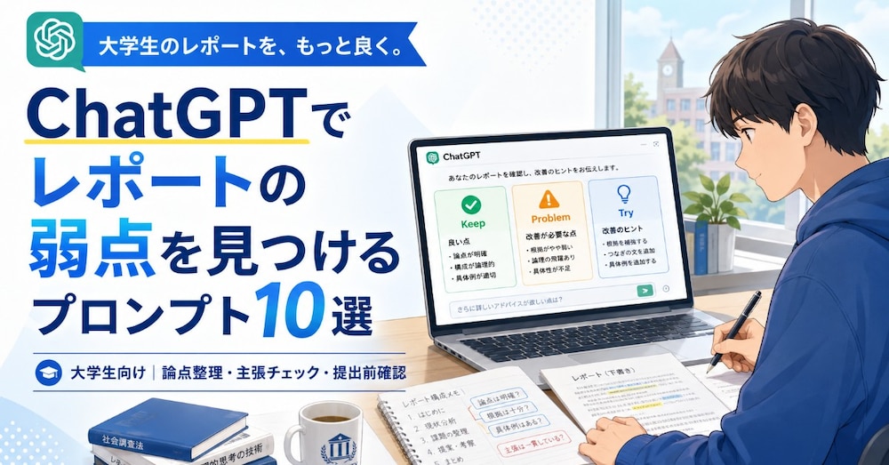 【大学生向け】ChatGPTでレポートの弱点を見つけるプロンプト10選