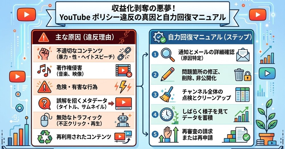 収益化剥奪の悪夢！YouTubeポリシー違反の真の原因と自力回復マニュアル