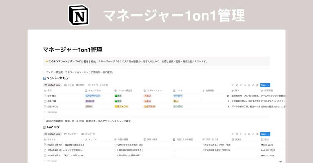 チームが育つ、マネージャーの1on1管理テンプレート