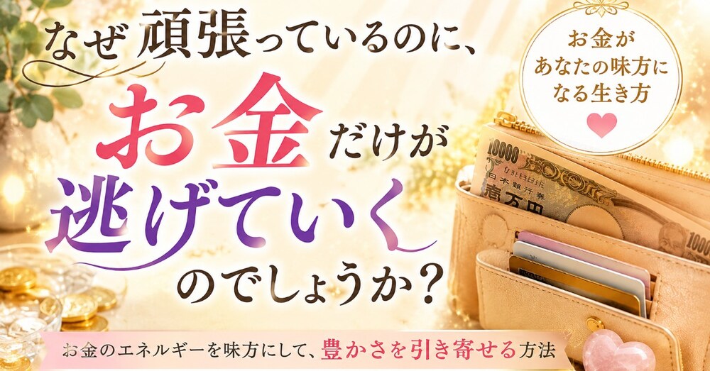 なぜ頑張っているのに、お金だけが逃げていくのでしょうか？
