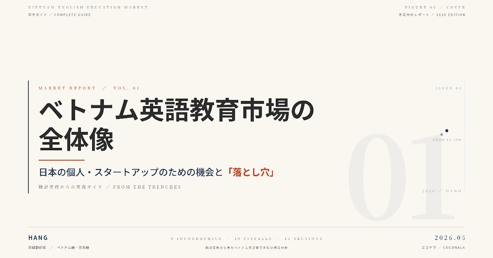 ベトナム英語教育市場の全体像〜
日本の個人・スタートアップのための機会と「落とし穴」