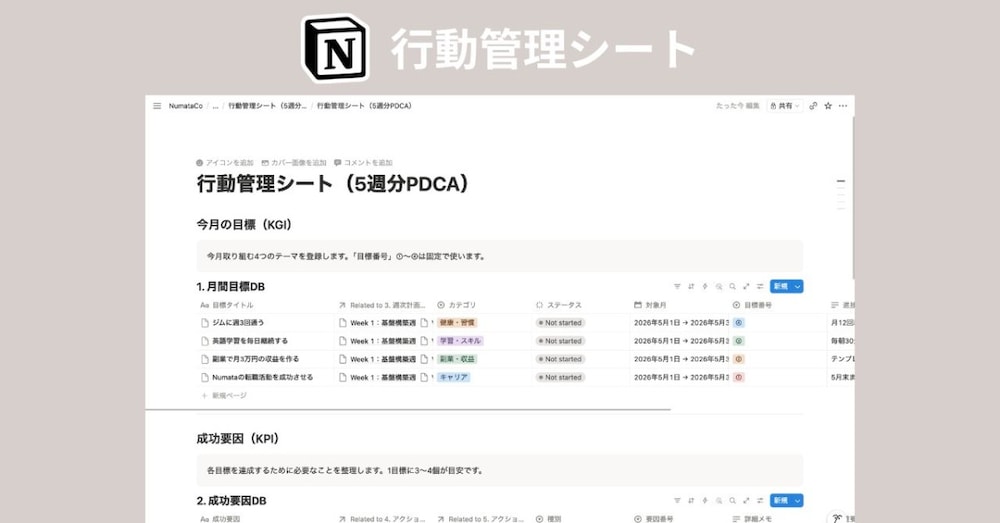 行動管理シート