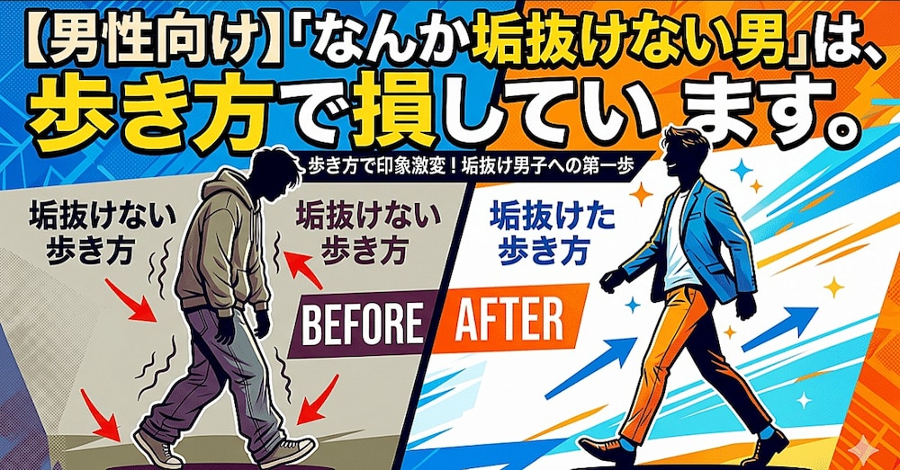 【男性向け】「なんか垢抜けない男」は、歩き方で損しています。