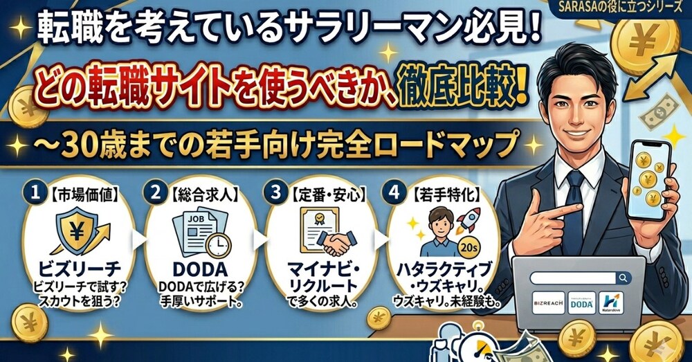 【完全網羅】30歳までの転職活動!「どのサイトを使うべきか」がこれで分かる完全比較ロードマップ
