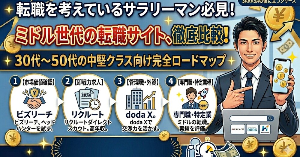 【中堅・ミドル層のための転職戦略】30代~50代が選ぶべき転職サービス徹底比較ロードマップ
