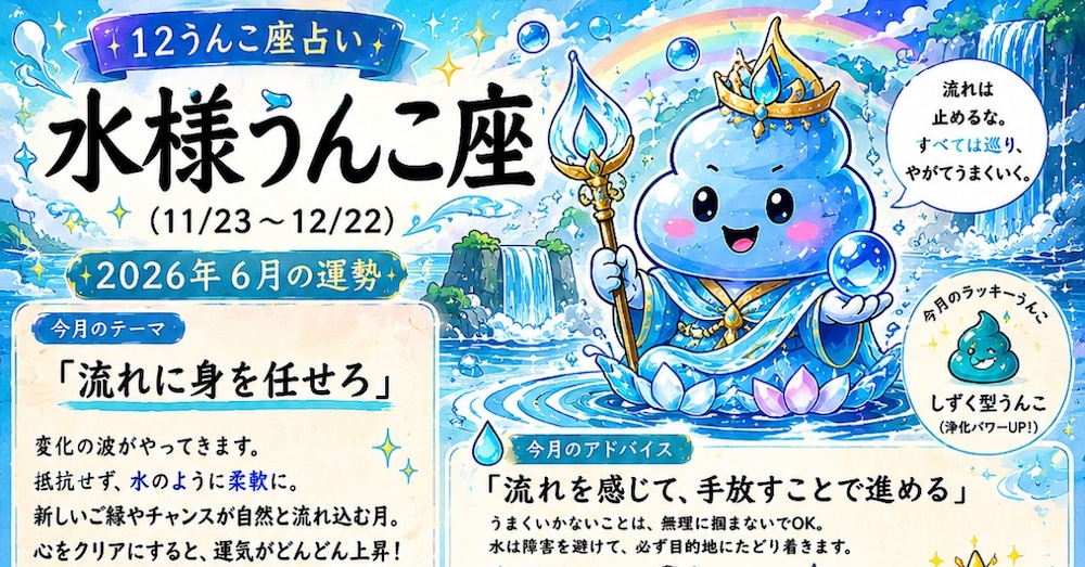 【12うんこ座占い】水様うんこ座、哲学うんこ座,冒険うんこ座