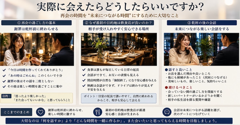 実際に相手に会えた時の時間の過ごし方について