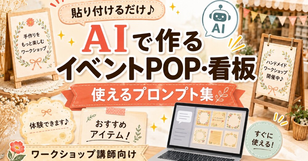 貼り付けるだけ♪｜AIで作るイベントPOP・看板｜使えるプロンプト集｜ワークショップ講師向け