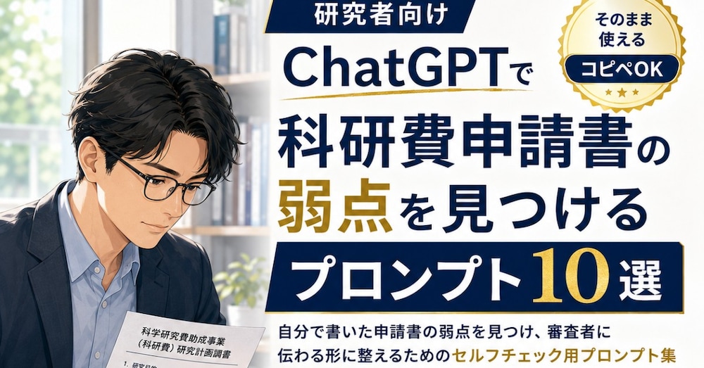 【研究者向け】科研費申請書を提出前にセルフチェックするChatGPTプロンプト10選