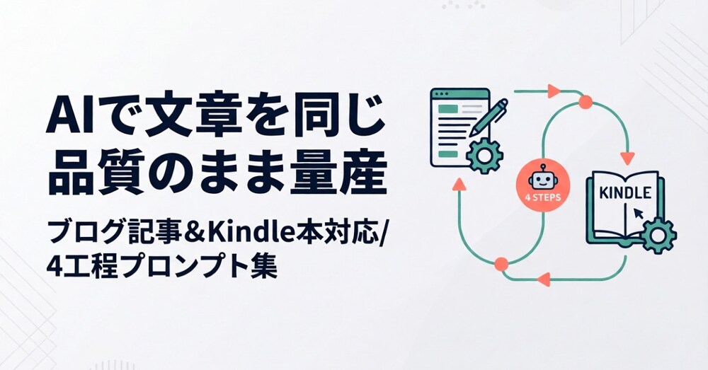 AIで同じ品質のまま文章量産｜ブログ＆Kindle本プロンプト集（4工程テンプレ）
