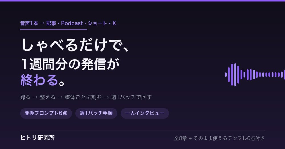 しゃべるだけで1週間分の発信が終わる｜音声1本をブログ・ショート・Xに刻む全手順
