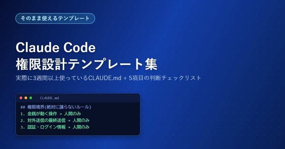 そのまま使える！Claude Code権限設計テンプレート集