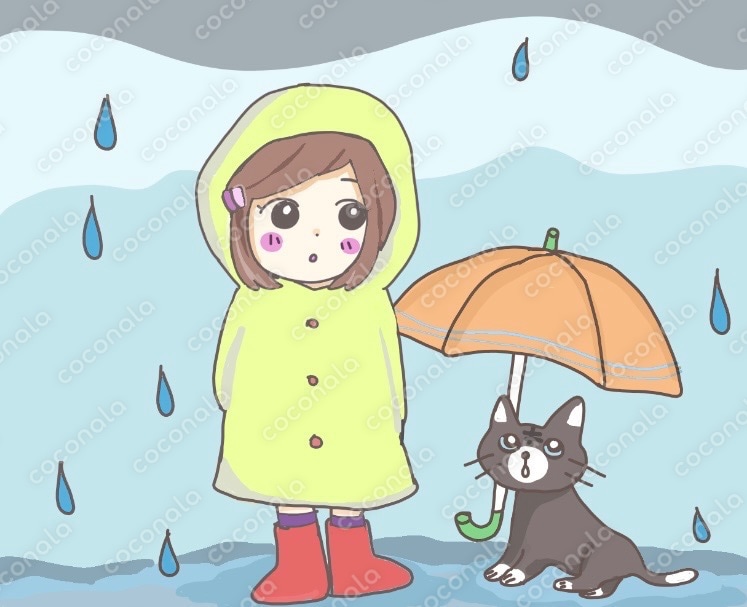 雨の日のPOPに、レイングッズの販売促進に⭐︎ゆるかわ、ほっこり、かわいいイラスト