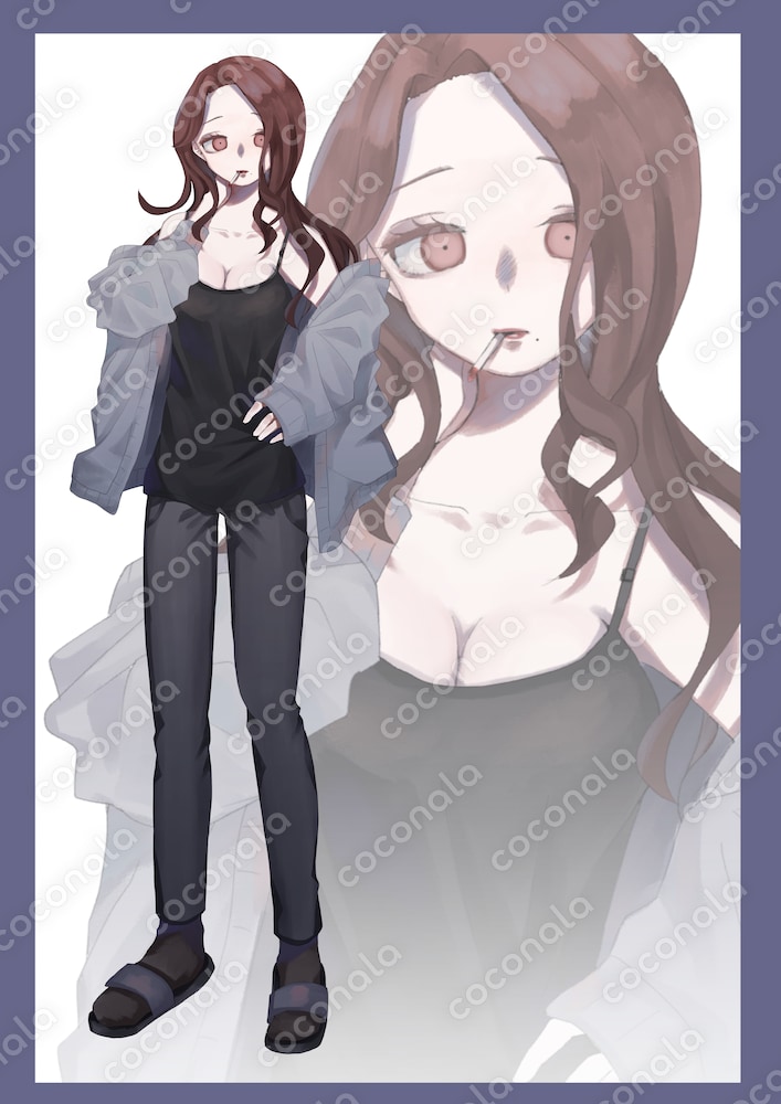 ダウナーな女性の全身立ち絵