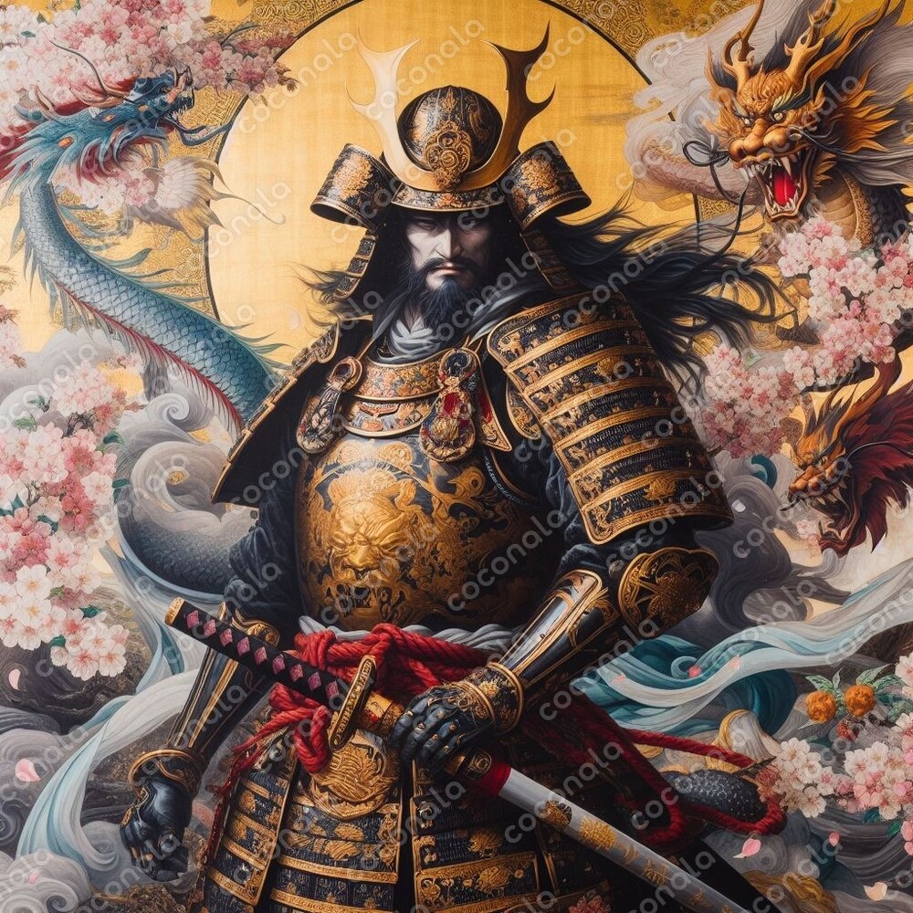 武士　侍　将軍　日本文化　刀　龍　ドラゴン　甲冑　鎧　兜