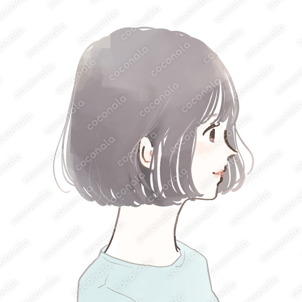 ナチュラルな横顔アイコン｜やさしい水彩風イラスト（商用利用OK）